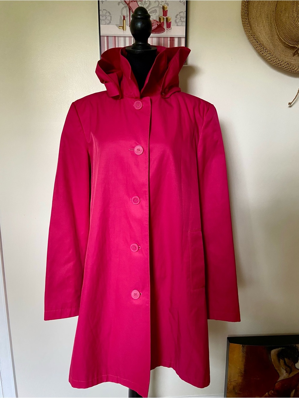 Ralph Lauren Hot Pink Hooded Trench Coat